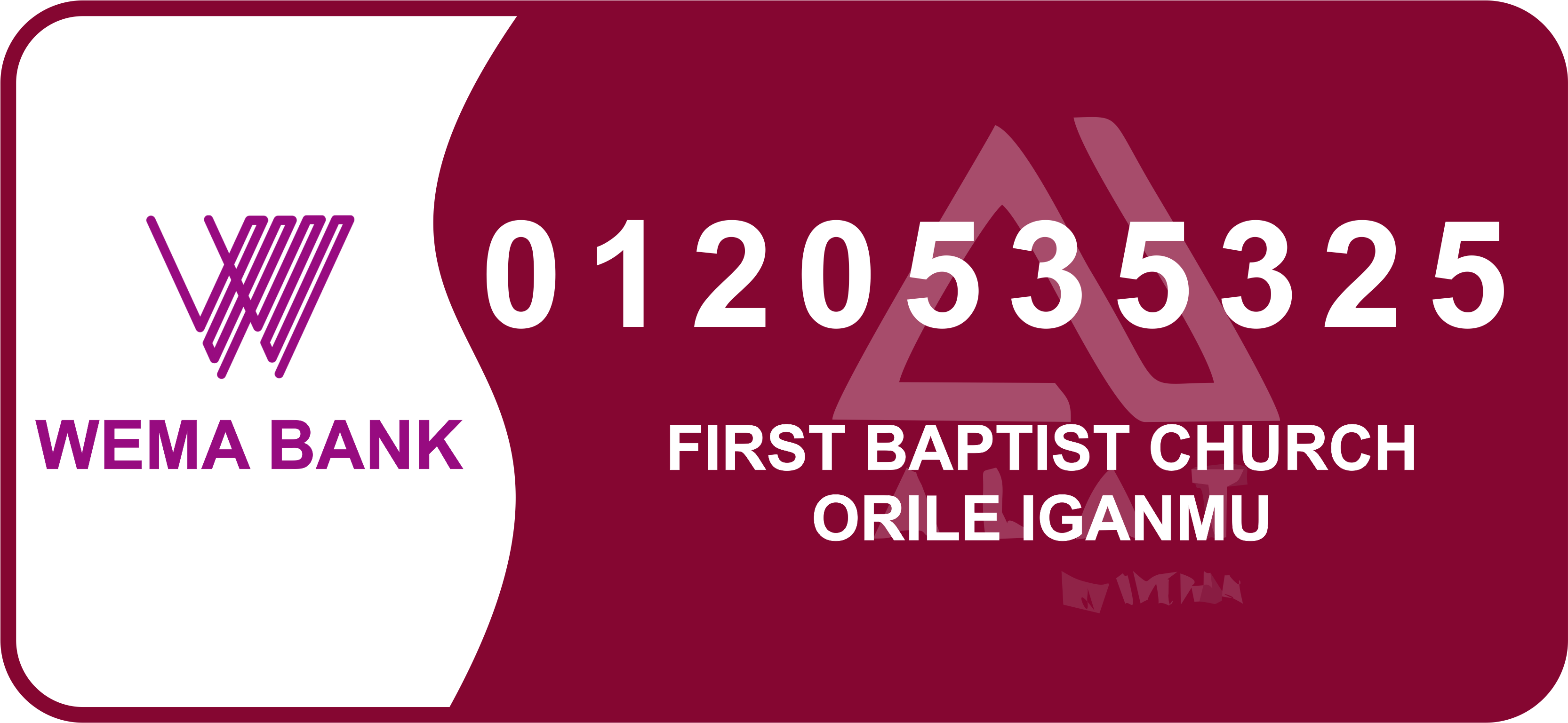 First Baptist Church Orile-Iganmu Bank Account Details